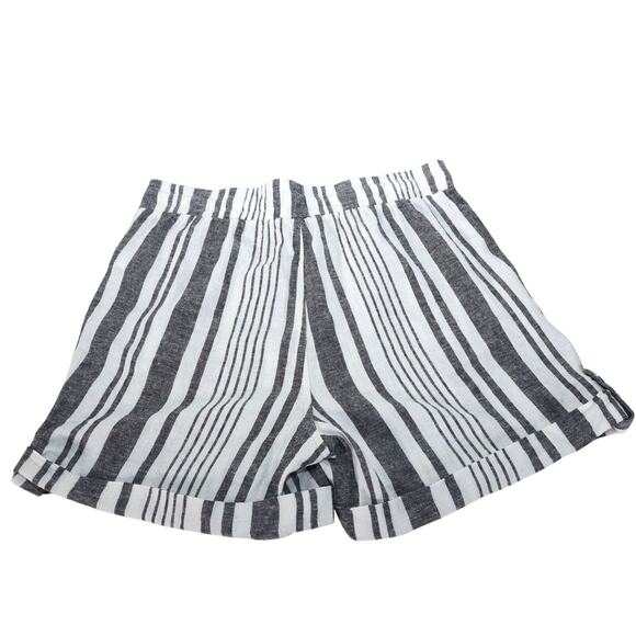 GUESS Charlotte Striped Linen Shorts - Womens Medium - White / Grey / Black-NWT - Picture 4 of 8